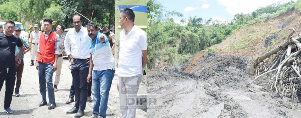 DC Wokha Ajit Kumar Ranjan, IAS with the team during the visit to the landslide area in Wokha on July 6. (DIPR Photo)